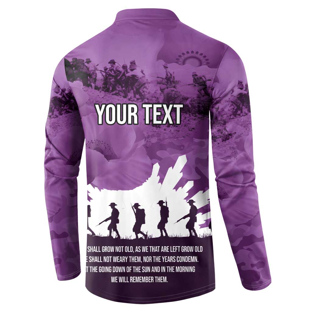 Anzac Day Gallipoli Personalised Button Sweatshirt Purple Poppy Flowers LT9 - Polynesian Pride