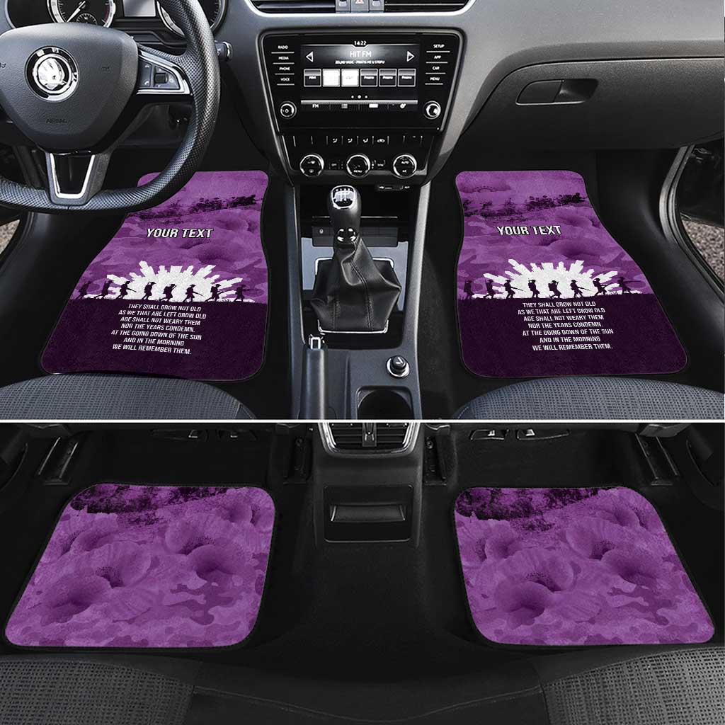 Anzac Day Gallipoli Personalised Car Mats Purple Poppy Flowers LT9 Set 4pcs Purple - Polynesian Pride