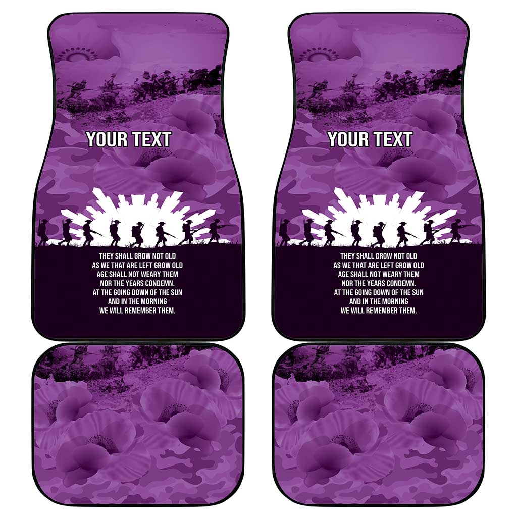 Anzac Day Gallipoli Personalised Car Mats Purple Poppy Flowers LT9 - Polynesian Pride