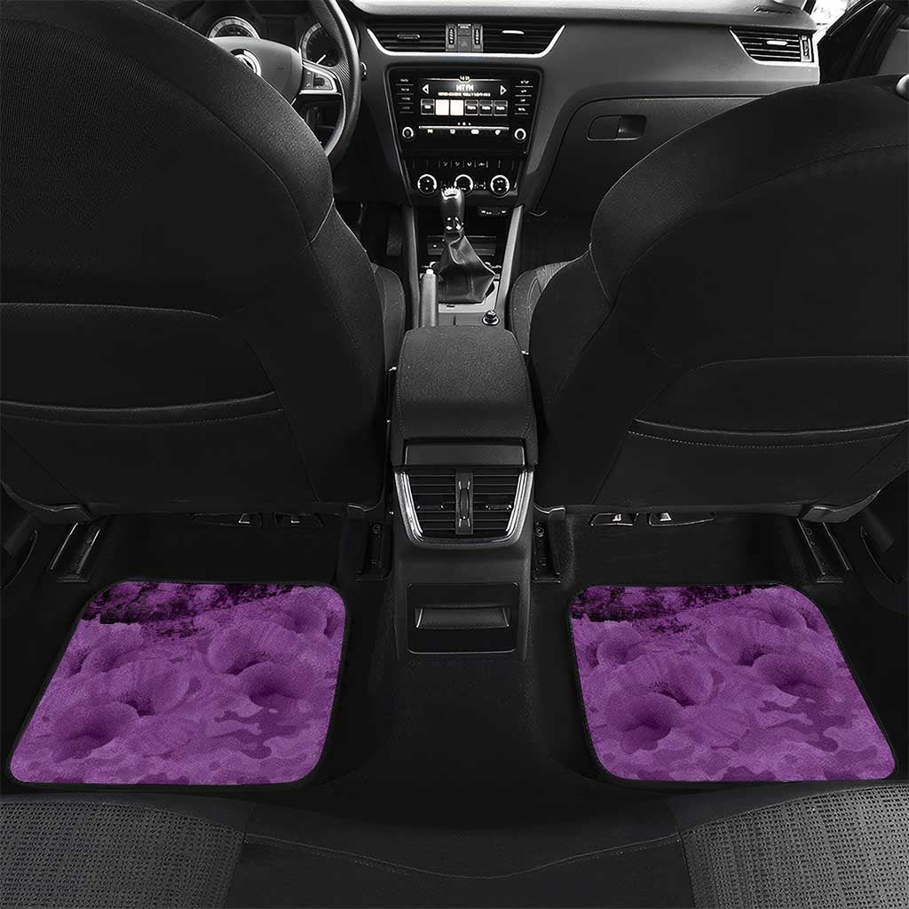 Anzac Day Gallipoli Personalised Car Mats Purple Poppy Flowers LT9 Set 2pcs - Back Purple - Polynesian Pride