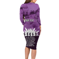 Anzac Day Gallipoli Personalised Family Matching Long Sleeve Bodycon Dress and Hawaiian Shirt Purple Poppy Flowers
