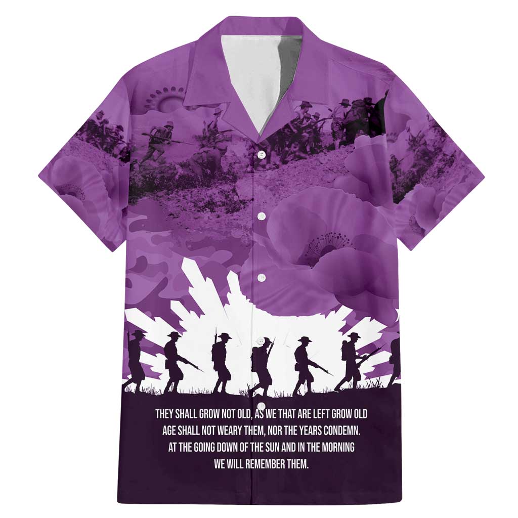 Anzac Day Gallipoli Personalised Family Matching Mermaid Dress and Hawaiian Shirt Purple Poppy Flowers