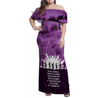 Anzac Day Gallipoli Personalised Family Matching Off Shoulder Maxi Dress and Hawaiian Shirt Purple Poppy Flowers
