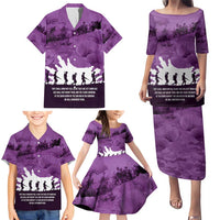 Anzac Day Gallipoli Personalised Family Matching Puletasi and Hawaiian Shirt Purple Poppy Flowers