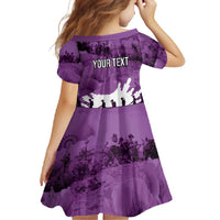 Anzac Day Gallipoli Personalised Family Matching Short Sleeve Bodycon Dress and Hawaiian Shirt Purple Poppy Flowers