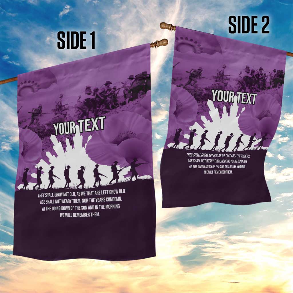 Anzac Day Gallipoli Personalised Garden Flag Purple Poppy Flowers LT9 - Polynesian Pride
