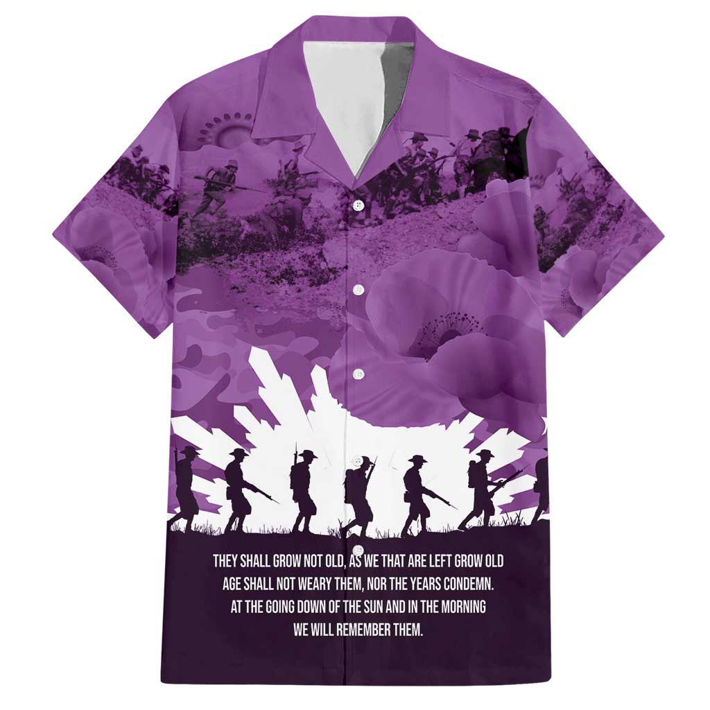 Anzac Day Gallipoli Personalised Hawaiian Shirt Purple Poppy Flowers LT9 Purple - Polynesian Pride