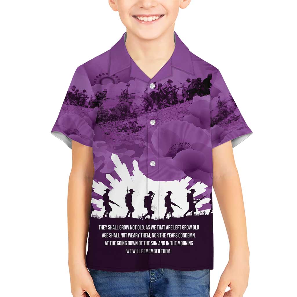 Anzac Day Gallipoli Personalised Hawaiian Shirt Purple Poppy Flowers LT9 - Polynesian Pride