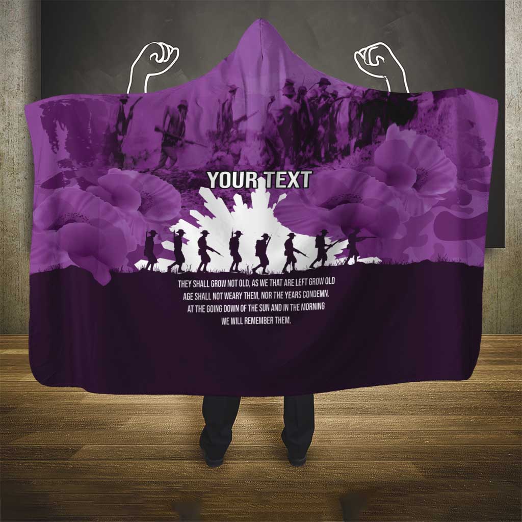 Anzac Day Gallipoli Personalised Hooded Blanket Purple Poppy Flowers LT9 - Polynesian Pride