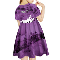 Anzac Day Gallipoli Personalised Kid Short Sleeve Dress Purple Poppy Flowers LT9 - Polynesian Pride