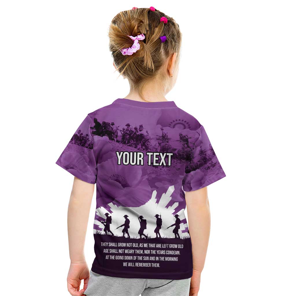 Anzac Day Gallipoli Personalised Kid T Shirt Purple Poppy Flowers LT9 - Polynesian Pride