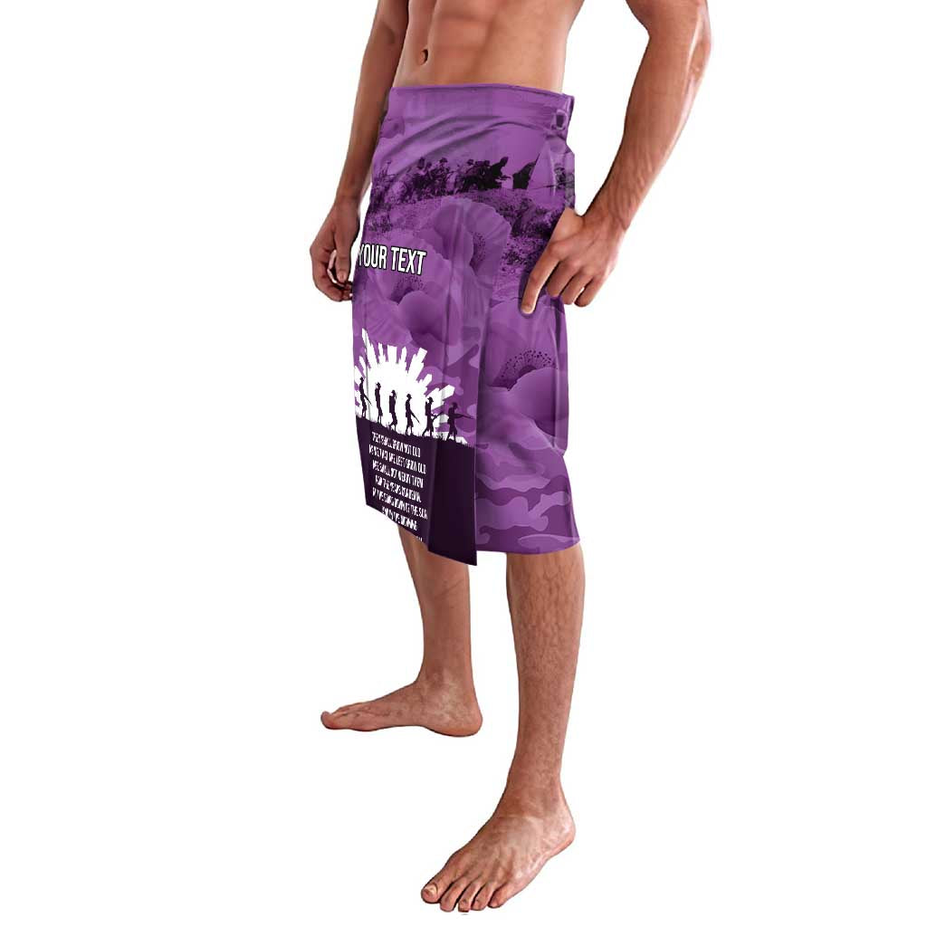 Anzac Day Gallipoli Personalised Lavalava Purple Poppy Flowers