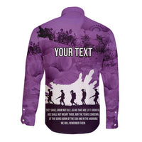Anzac Day Gallipoli Personalised Long Sleeve Button Shirt Purple Poppy Flowers LT9 - Polynesian Pride