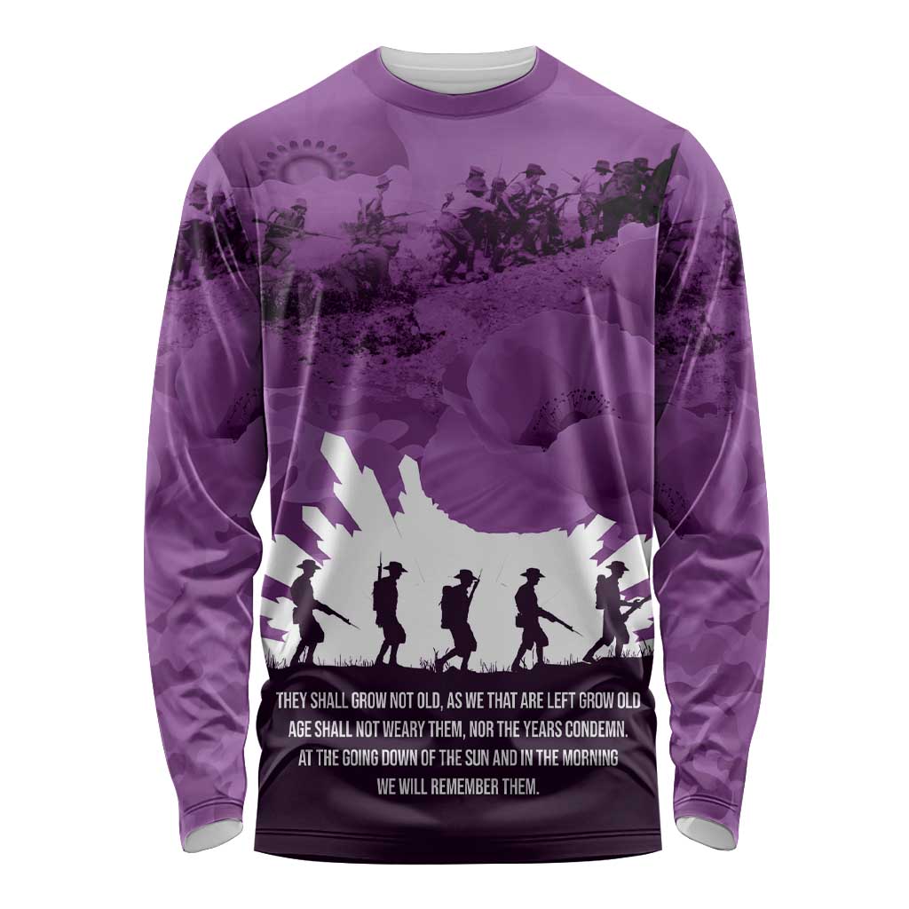 Anzac Day Gallipoli Personalised Long Sleeve Shirt Purple Poppy Flowers LT9 Unisex Purple - Polynesian Pride