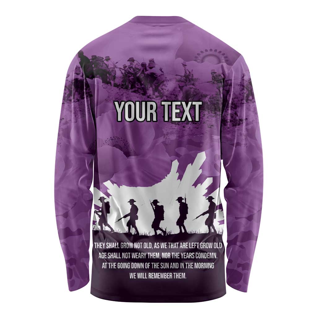 Anzac Day Gallipoli Personalised Long Sleeve Shirt Purple Poppy Flowers LT9 - Polynesian Pride