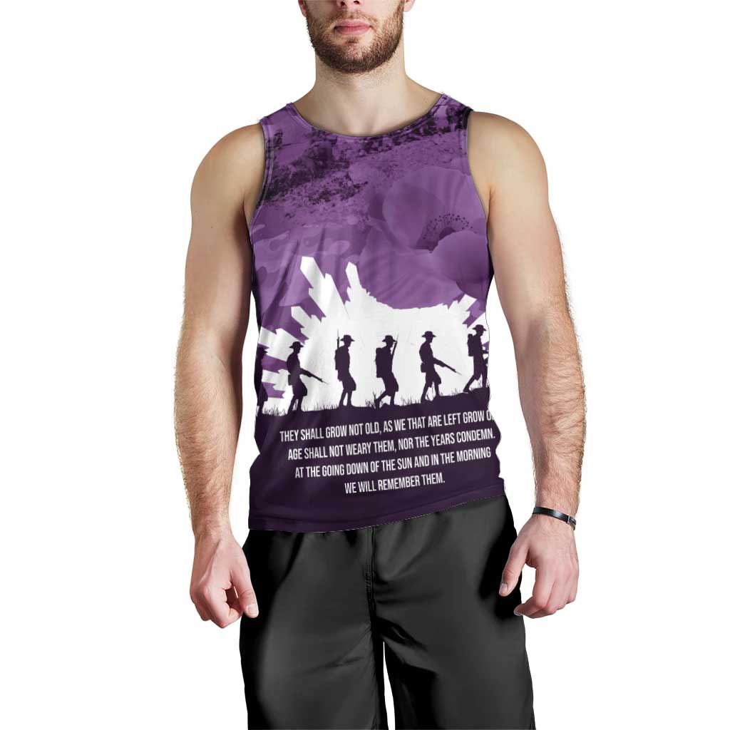 Anzac Day Gallipoli Personalised Men Tank Top Purple Poppy Flowers LT9 - Polynesian Pride