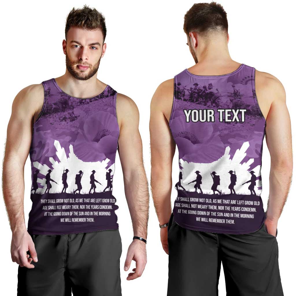 Anzac Day Gallipoli Personalised Men Tank Top Purple Poppy Flowers LT9 - Polynesian Pride