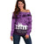 Anzac Day Gallipoli Personalised Off Shoulder Sweater Purple Poppy Flowers