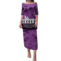 Anzac Day Gallipoli Personalised Puletasi Purple Poppy Flowers LT9 Long Dress Purple - Polynesian Pride