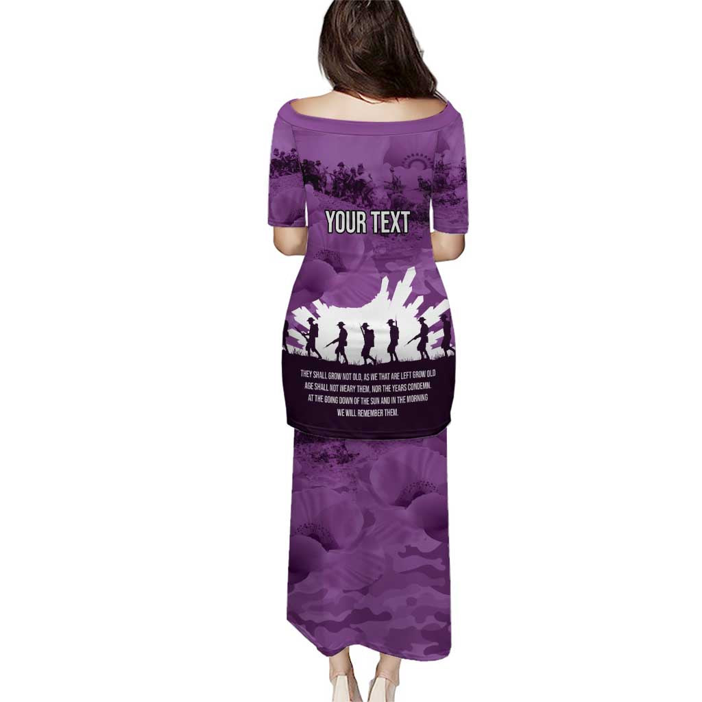 Anzac Day Gallipoli Personalised Puletasi Purple Poppy Flowers LT9 - Polynesian Pride