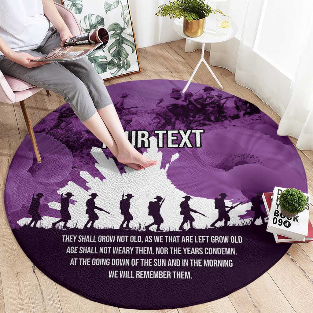 Anzac Day Gallipoli Personalised Round Carpet Purple Poppy Flowers