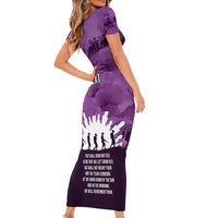 Anzac Day Gallipoli Personalised Short Sleeve Bodycon Dress Purple Poppy Flowers