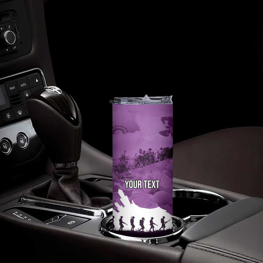 Anzac Day Gallipoli Personalised Skinny Tumbler Purple Poppy Flowers