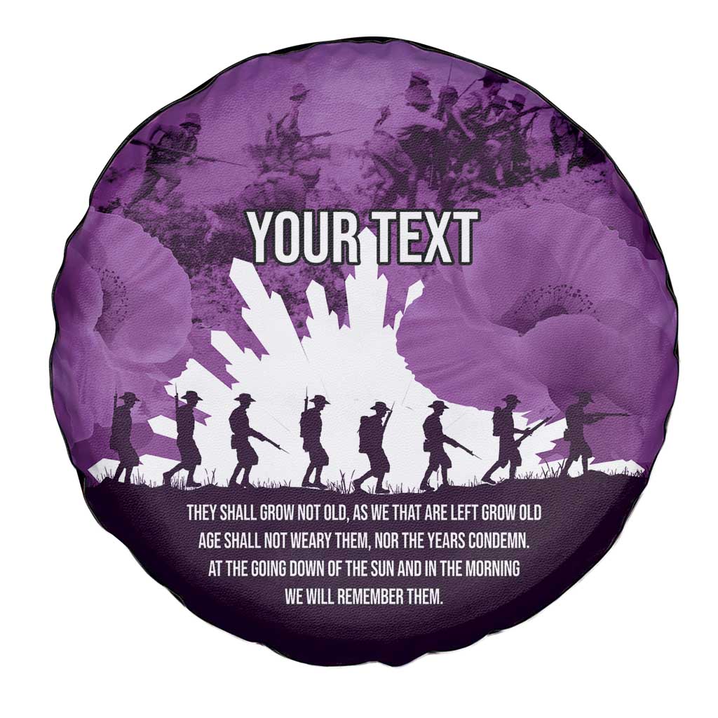 Anzac Day Gallipoli Personalised Spare Tire Cover Purple Poppy Flowers