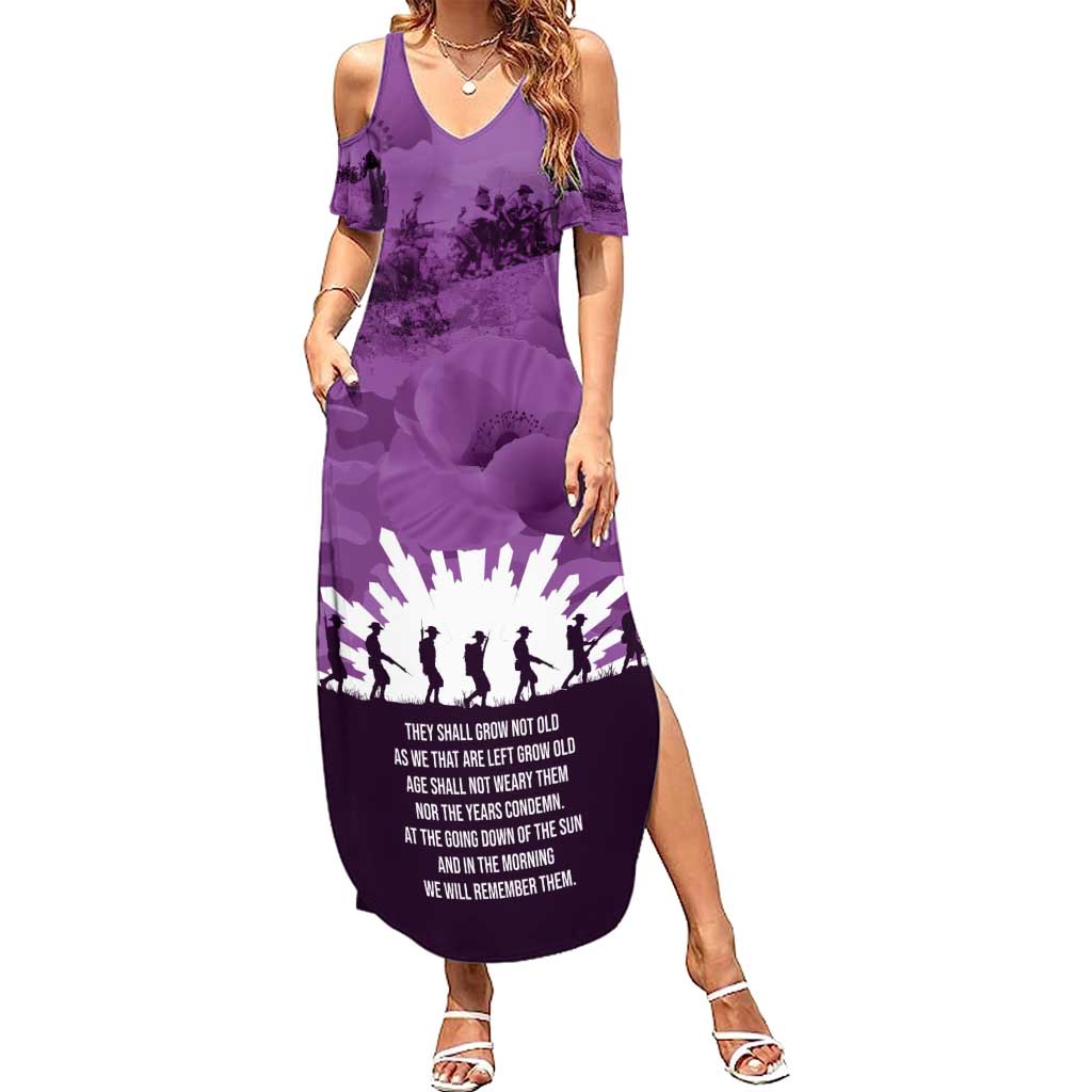 Anzac Day Gallipoli Personalised Summer Maxi Dress Purple Poppy Flowers LT9 Women Purple - Polynesian Pride