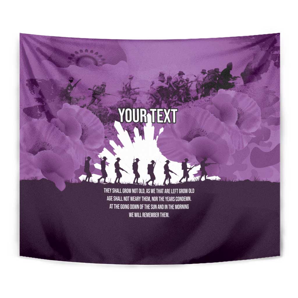 Anzac Day Gallipoli Personalised Tapestry Purple Poppy Flowers