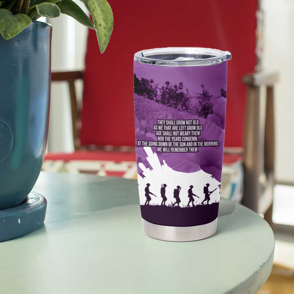 Anzac Day Gallipoli Personalised Tumbler Cup Purple Poppy Flowers LT9 - Polynesian Pride