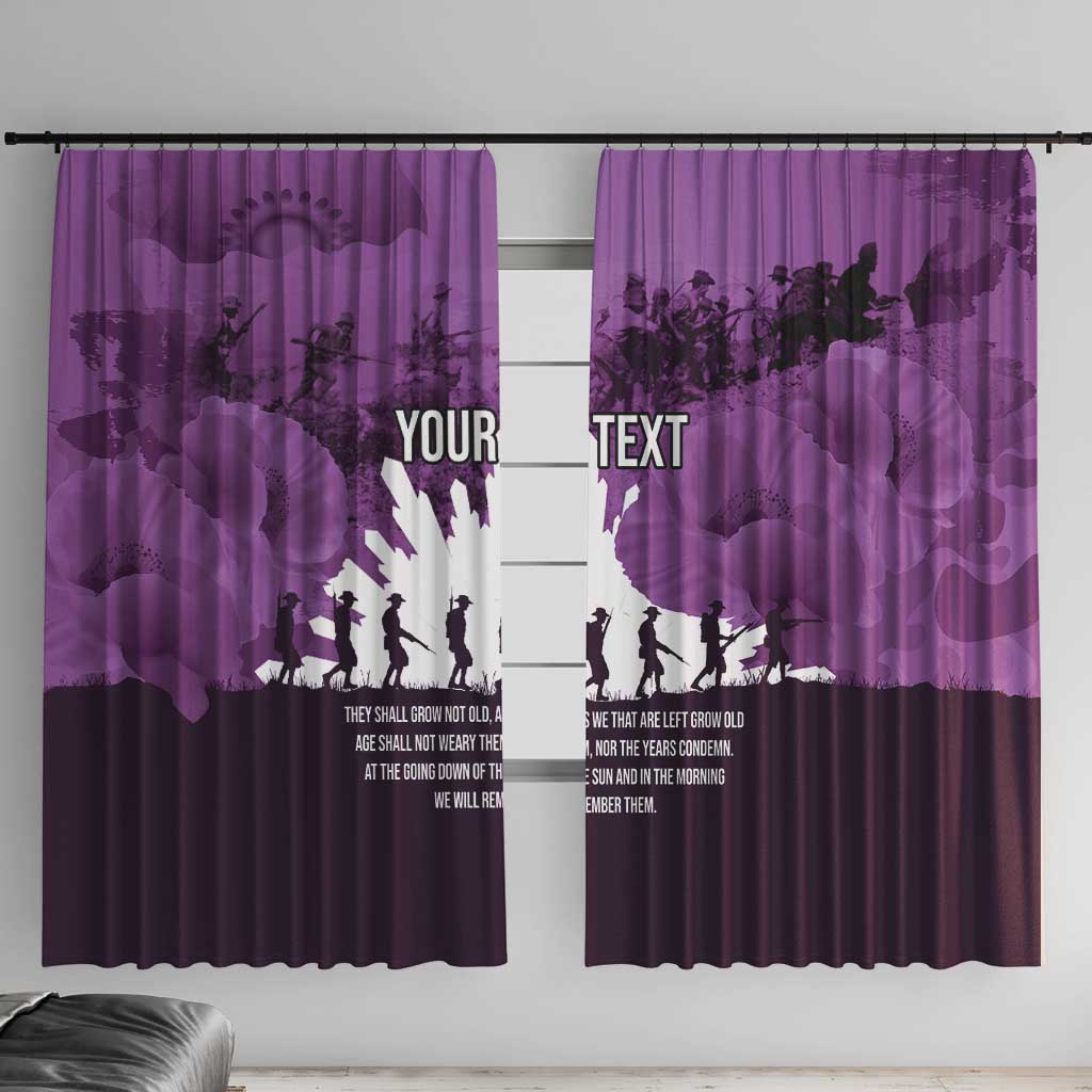 Anzac Day Gallipoli Personalised Window Curtain Purple Poppy Flowers LT9 With Hooks Purple - Polynesian Pride