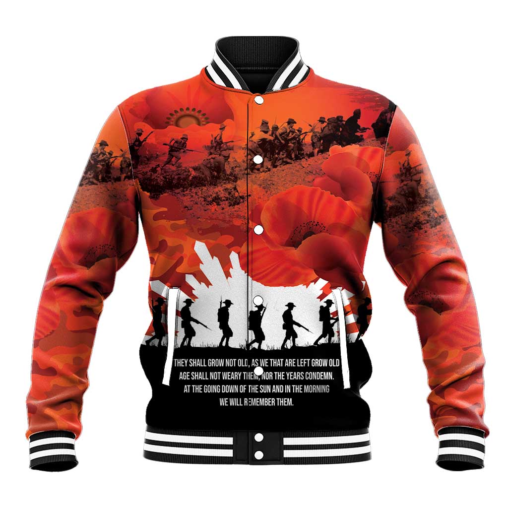 Anzac Day Gallipoli Personalised Baseball Jacket Red Poppy Flowers LT9 Unisex Red - Polynesian Pride