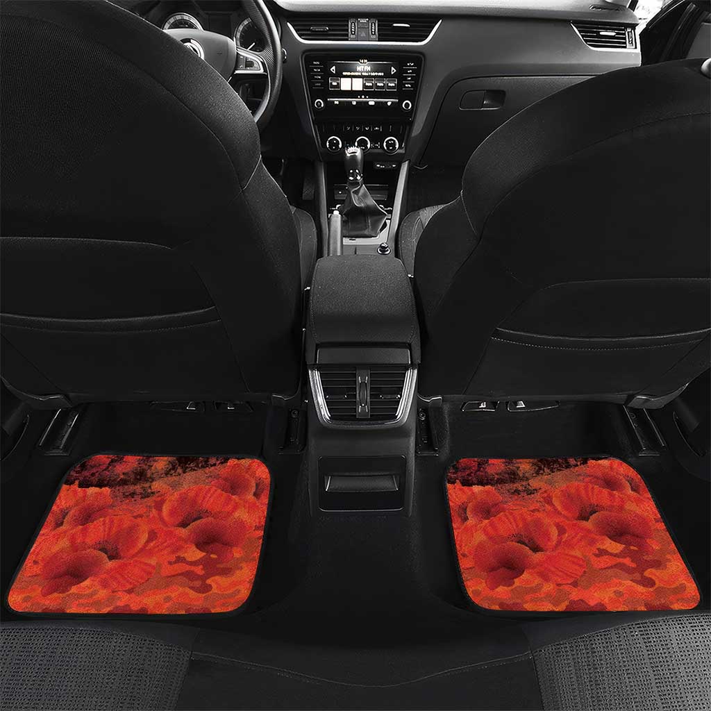 Anzac Day Gallipoli Personalised Car Mats Red Poppy Flowers LT9 Set 2pcs - Back Red - Polynesian Pride