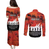 Anzac Day Gallipoli Personalised Couples Matching Puletasi and Long Sleeve Button Shirt Red Poppy Flowers LT9 - Polynesian Pride