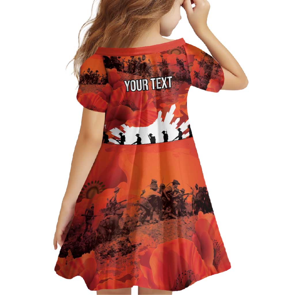 Anzac Day Gallipoli Personalised Family Matching Long Sleeve Bodycon Dress and Hawaiian Shirt Red Poppy Flowers