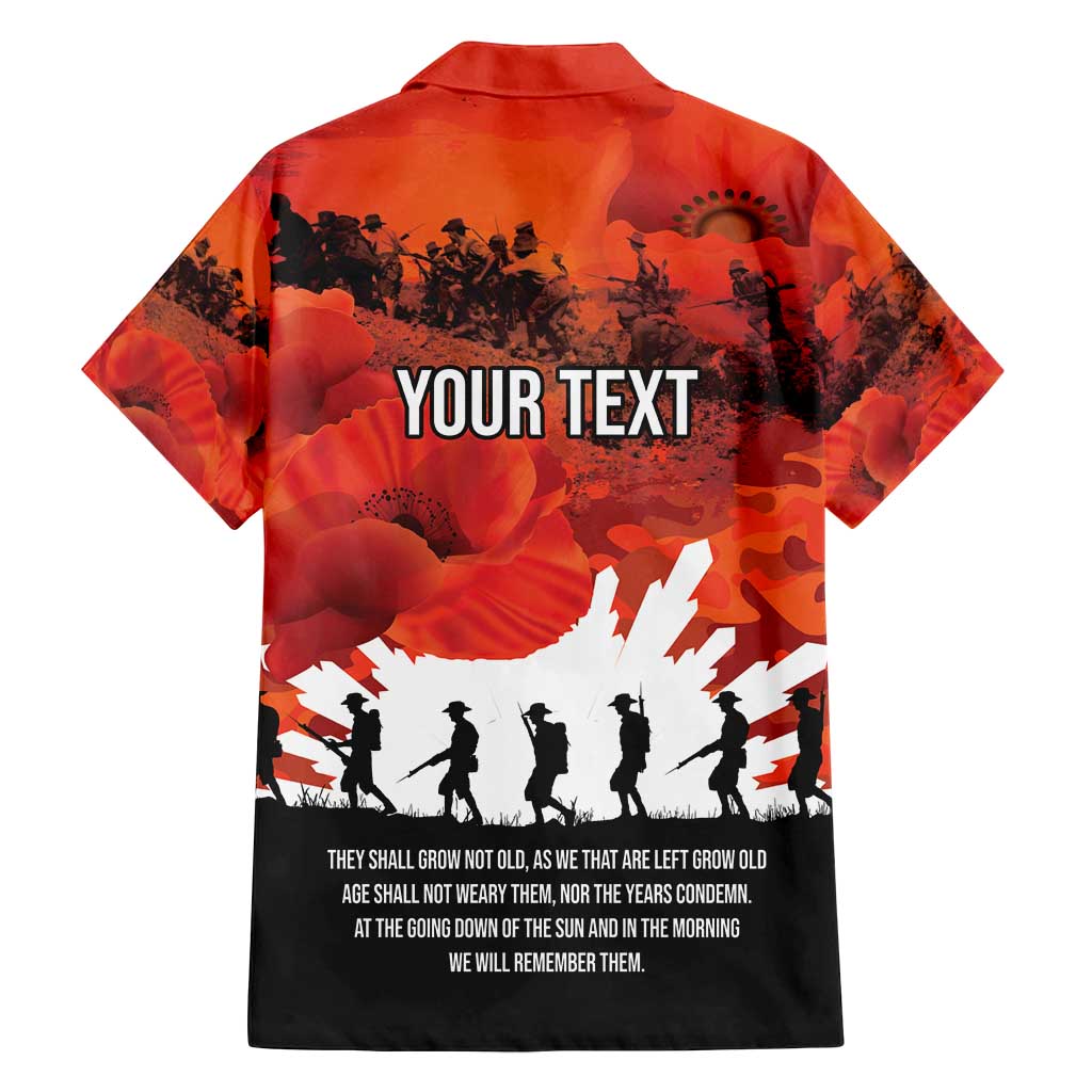 Anzac Day Gallipoli Personalised Family Matching Long Sleeve Bodycon Dress and Hawaiian Shirt Red Poppy Flowers