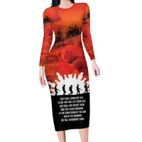Anzac Day Gallipoli Personalised Family Matching Long Sleeve Bodycon Dress and Hawaiian Shirt Red Poppy Flowers