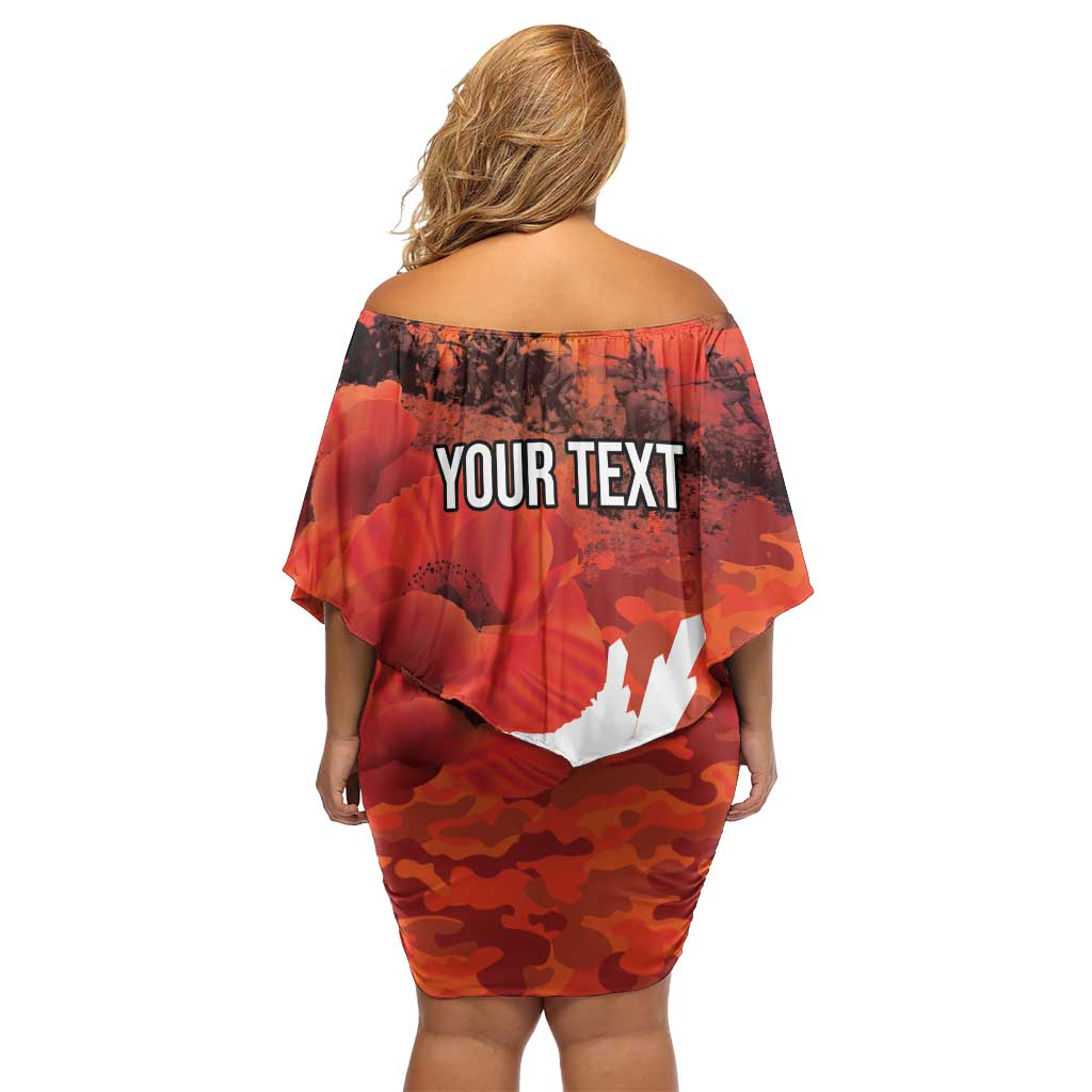 Anzac Day Gallipoli Personalised Family Matching Off Shoulder Short Dress and Hawaiian Shirt Red Poppy Flowers