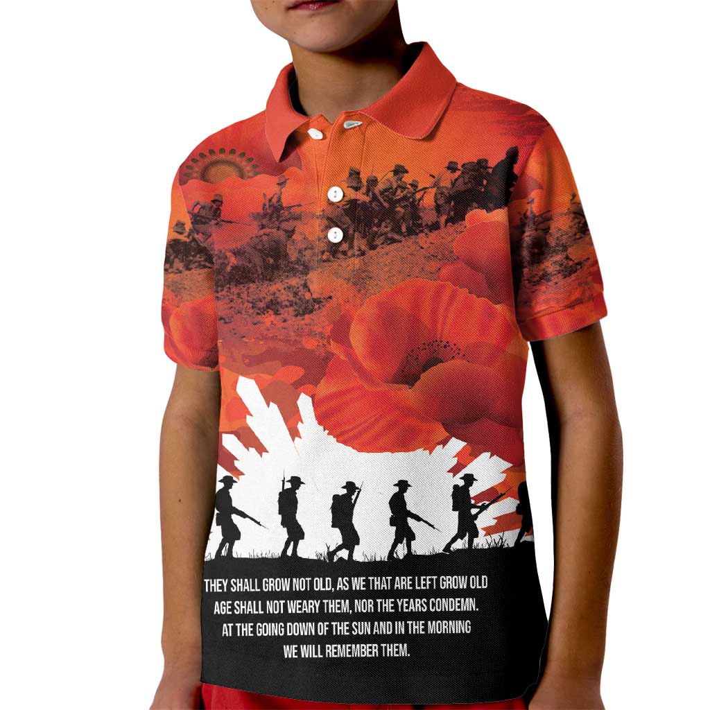 Anzac Day Gallipoli Personalised Kid Polo Shirt Red Poppy Flowers