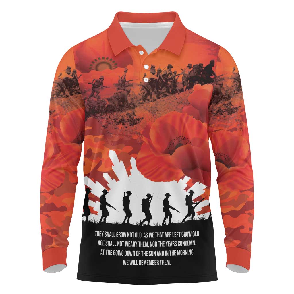 Anzac Day Gallipoli Personalised Long Sleeve Polo Shirt Red Poppy Flowers LT9 Red - Polynesian Pride