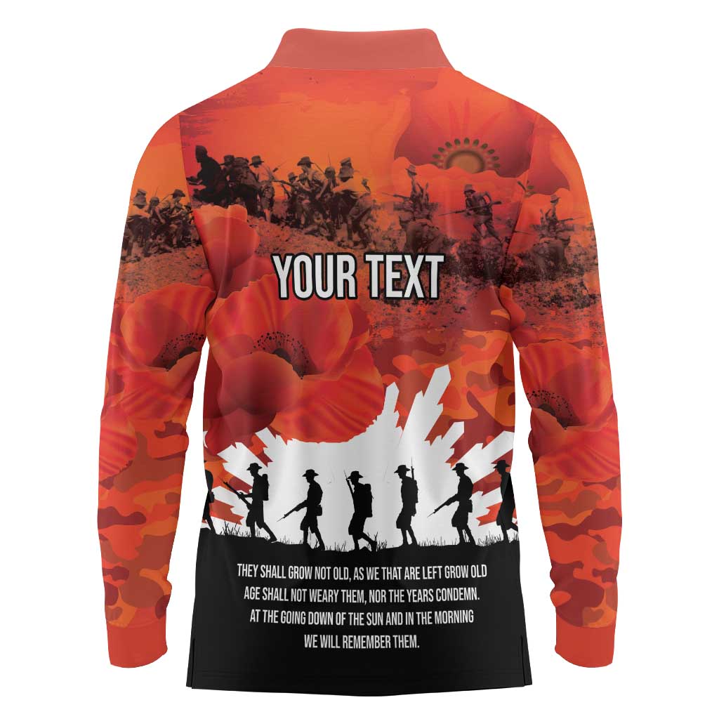 Anzac Day Gallipoli Personalised Long Sleeve Polo Shirt Red Poppy Flowers LT9 - Polynesian Pride