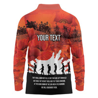 Anzac Day Gallipoli Personalised Long Sleeve Polo Shirt Red Poppy Flowers LT9 - Polynesian Pride