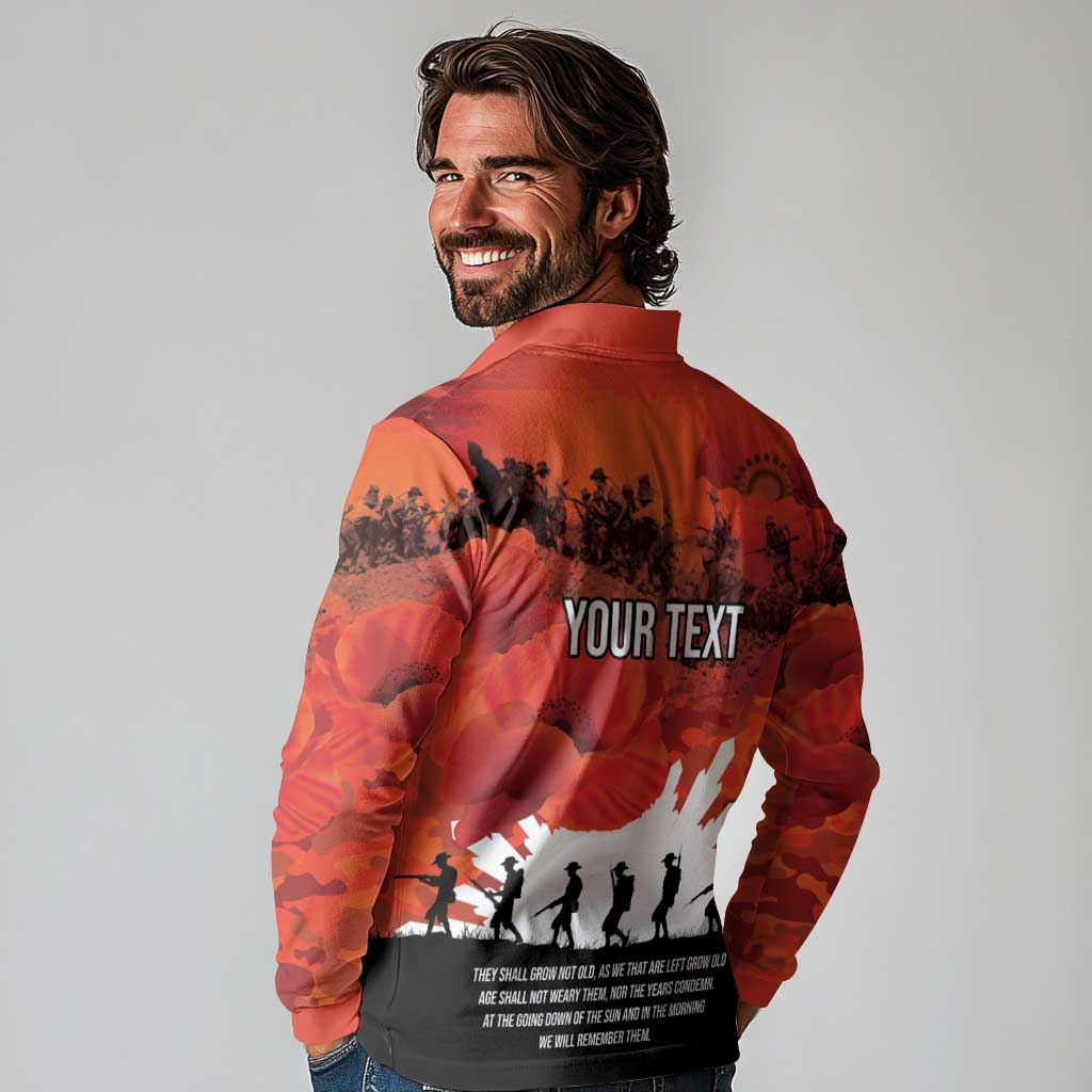 Anzac Day Gallipoli Personalised Long Sleeve Polo Shirt Red Poppy Flowers LT9 - Polynesian Pride