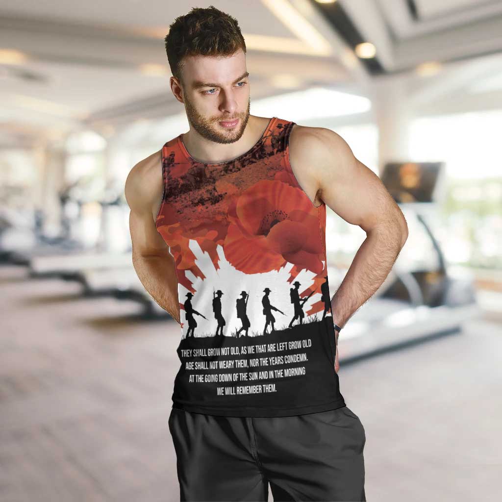 Anzac Day Gallipoli Personalised Men Tank Top Red Poppy Flowers LT9 Red - Polynesian Pride