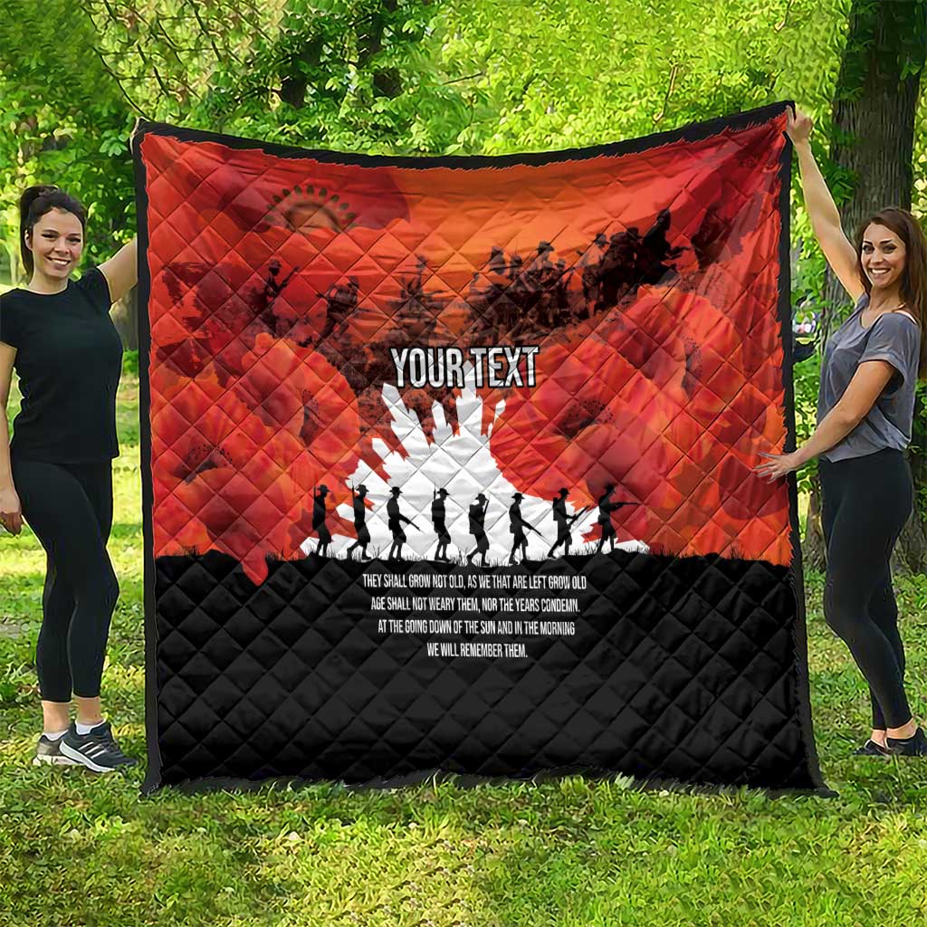 Anzac Day Gallipoli Personalised Quilt Red Poppy Flowers