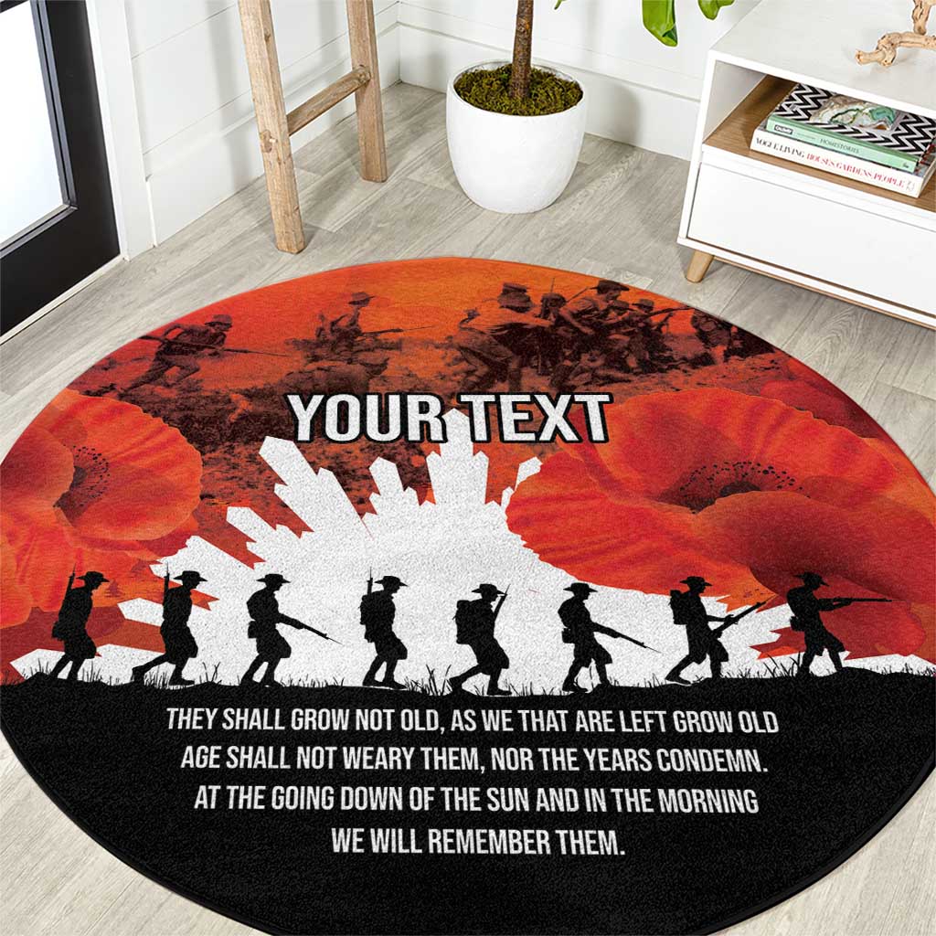 Anzac Day Gallipoli Personalised Round Carpet Red Poppy Flowers