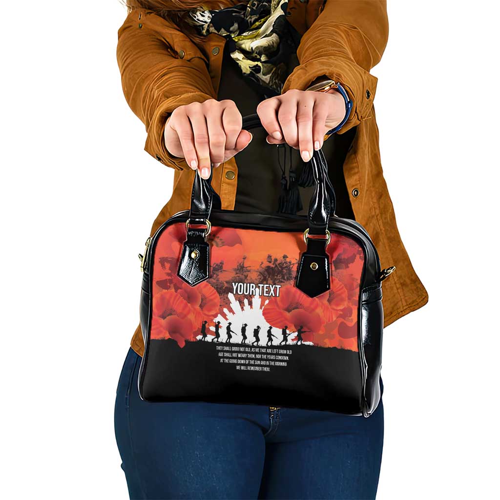 Anzac Day Gallipoli Personalised Shoulder Handbag Red Poppy Flowers