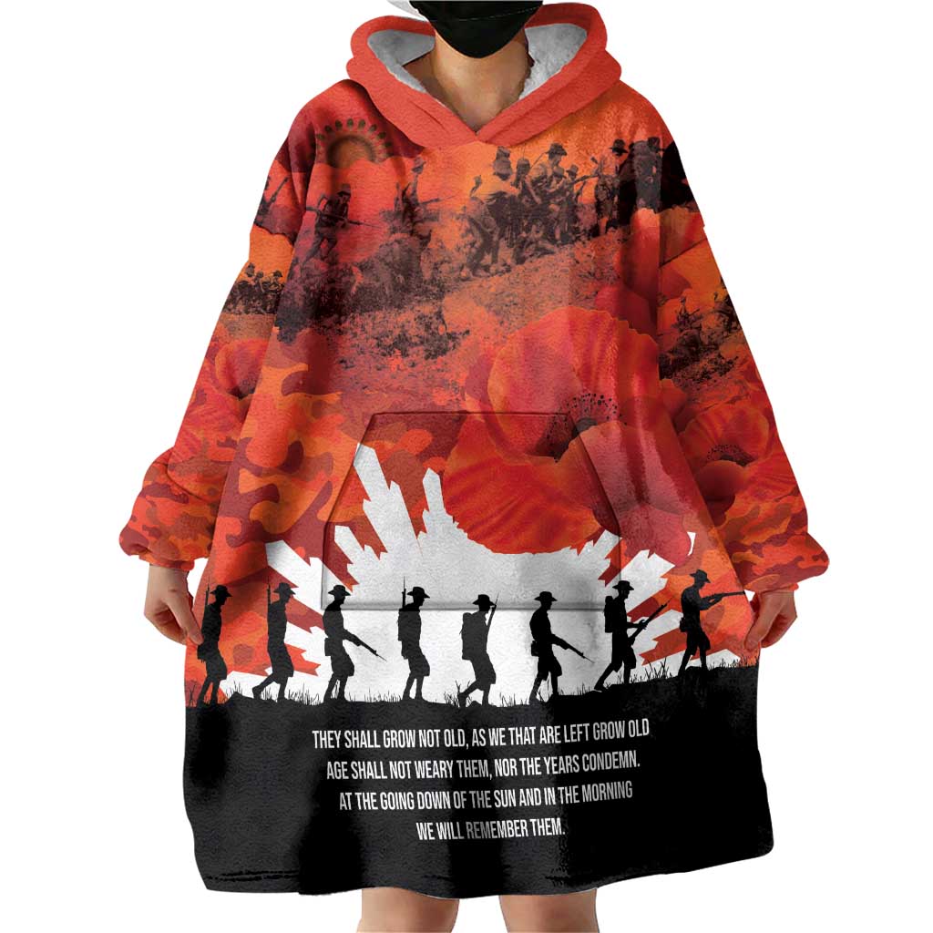 Anzac Day Gallipoli Personalised Wearable Blanket Hoodie Red Poppy Flowers LT9 - Polynesian Pride