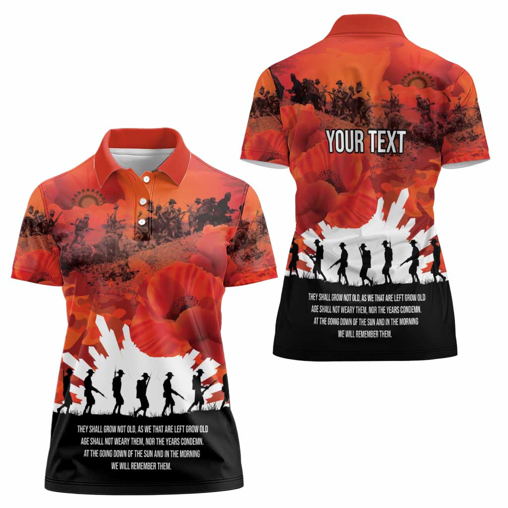 Anzac Day Gallipoli Personalised Women Polo Shirt Red Poppy Flowers